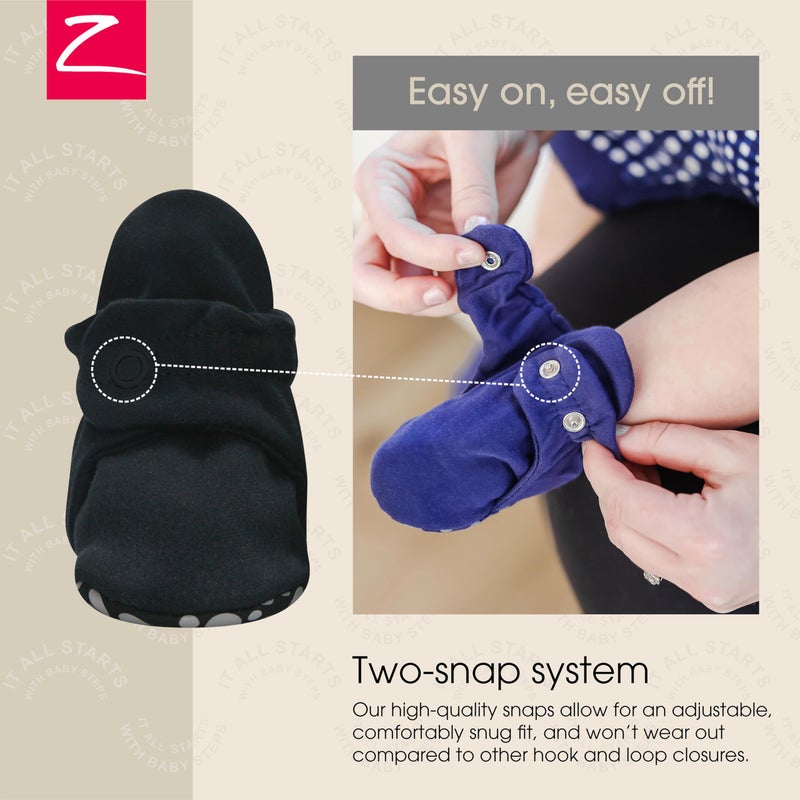 Zutano Unisex Organic Cotton Baby Booties With Gripper Soles, Black, 12M - Image 3